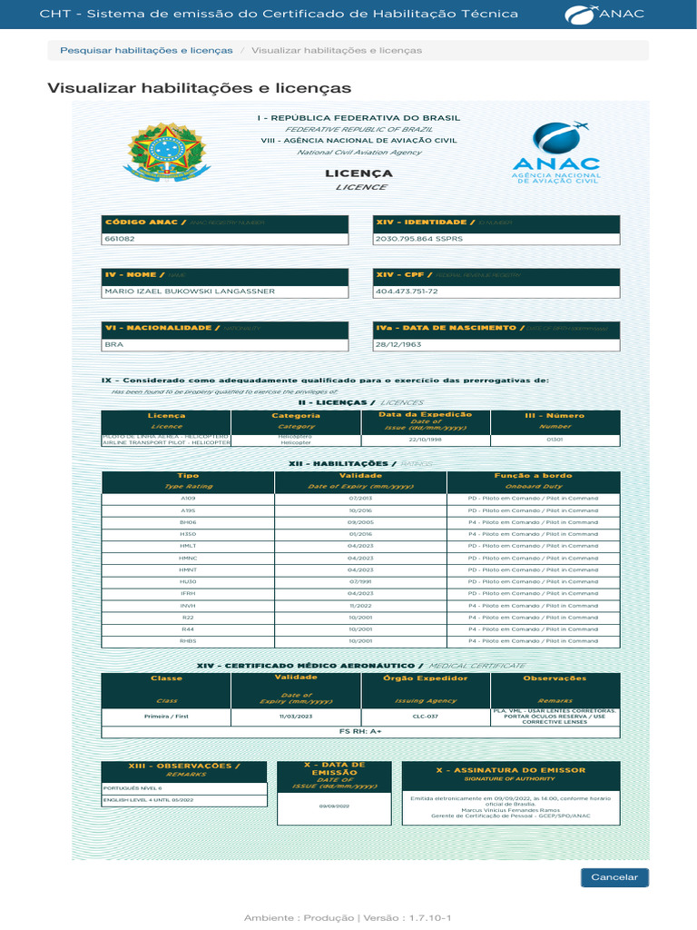 Certificado de Habilitação Técnica CHT ANAC | PDF | Transporte ...