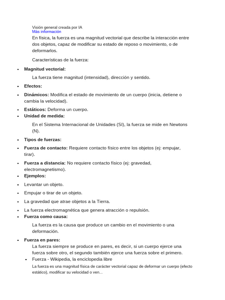 Definición y tipos de fuerza en física | PDF