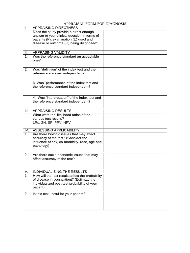 Clinical Diagnosis Appraisal Form | PDF