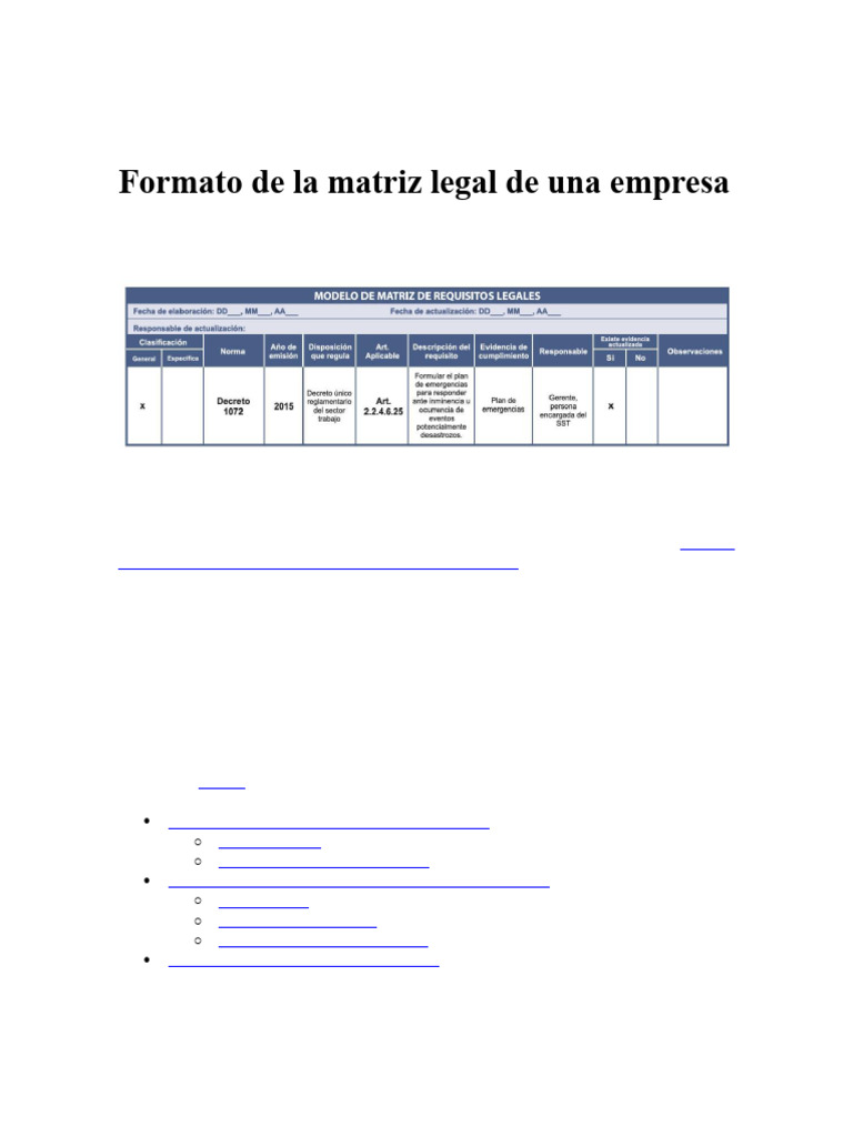 Matriz Legal para Empresas: Guía SG-SST | PDF | Matriz (Matemáticas)
