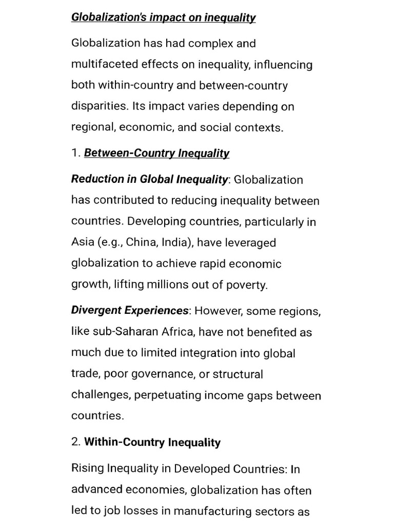 Globalization's Impact On Inequality | PDF