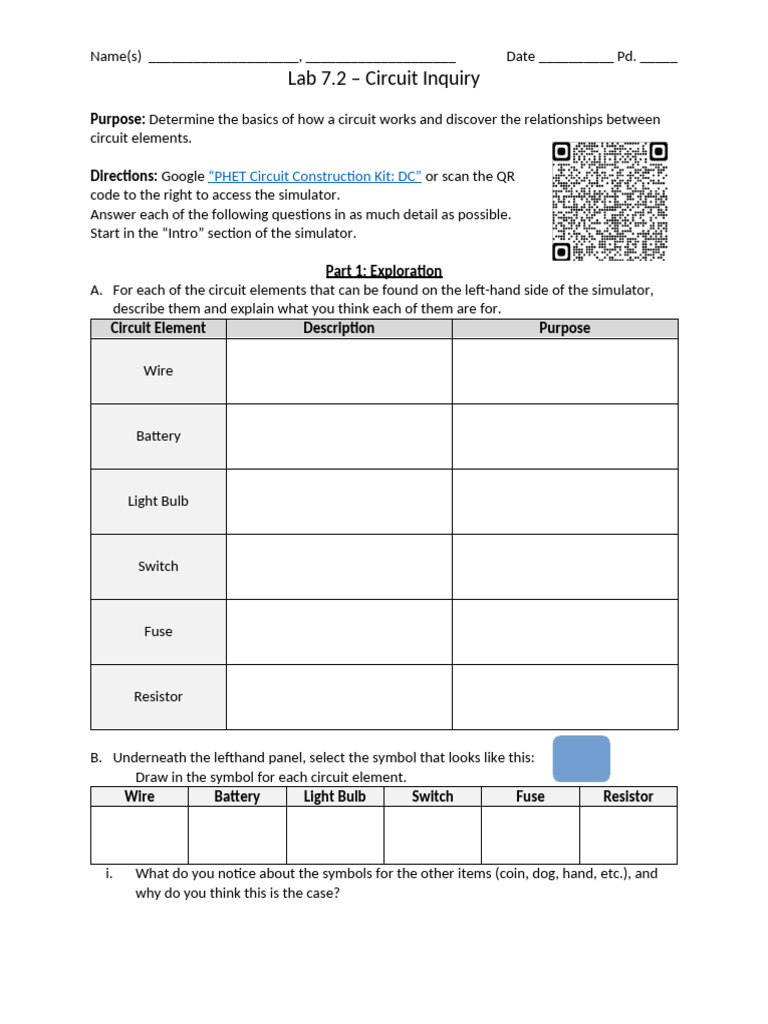 Lab 7.2 Circuit Inquiry Overview | PDF | Electrical Network | Electric ...