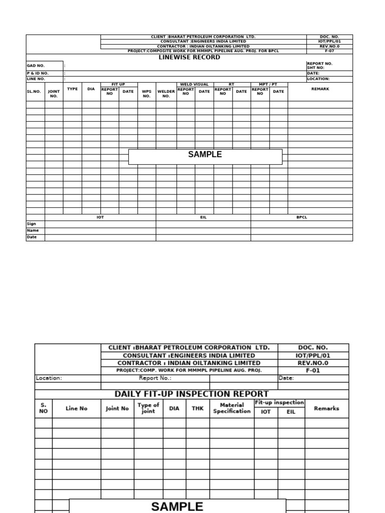 MMMPL Pipeline Inspection Reports | PDF | Welding | Construction