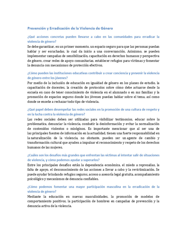 Estrategias para Erradicar la Violencia de Género | PDF | Violencia ...