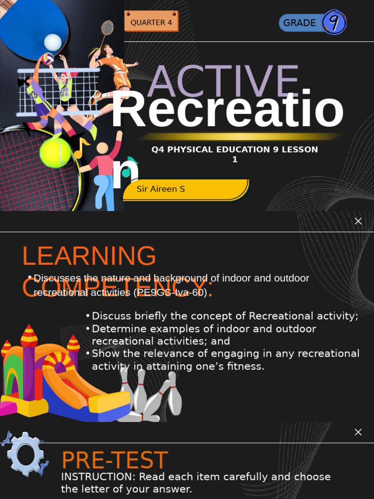 Indoor and Outdoor Recreation Activities | PDF | Recreation | Physical ...