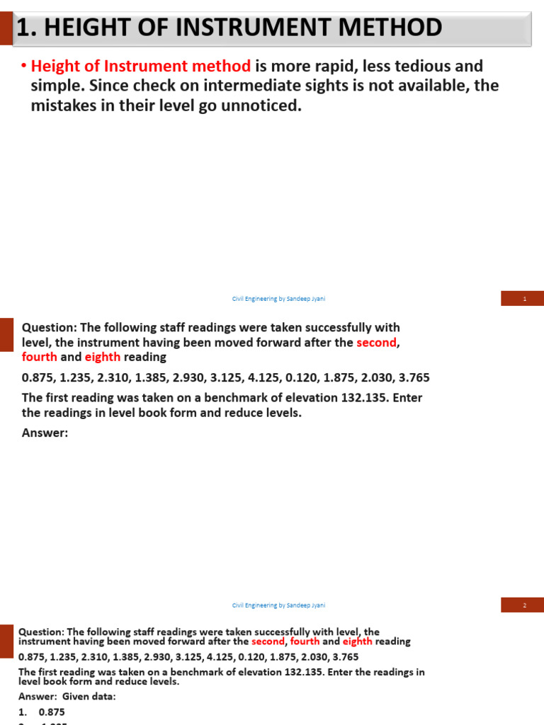 Height of Instrument Method | PDF