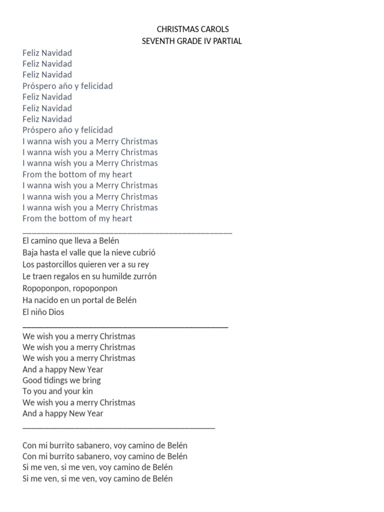 Villancicos para Celebrar la Navidad | PDF | Canciones navideñas | Días ...