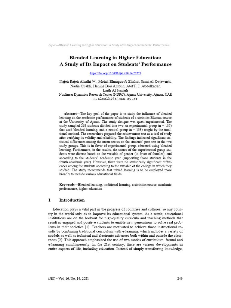 Blended Learning's Impact on Student Performance | PDF | Probability ...