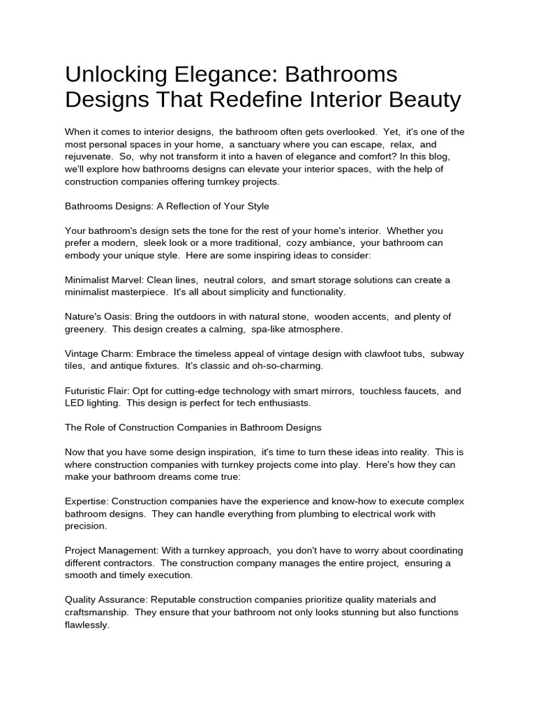 Bathrooms Dеsigns - Blog page | PDF | Interior Design | Bathing