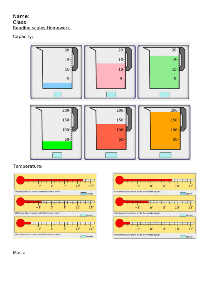 Reading Scales Homework | PDF