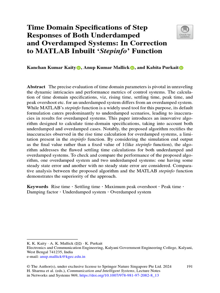 Enhancing MATLAB Stepinfo for Damped Systems | PDF | Damping | Mechanics