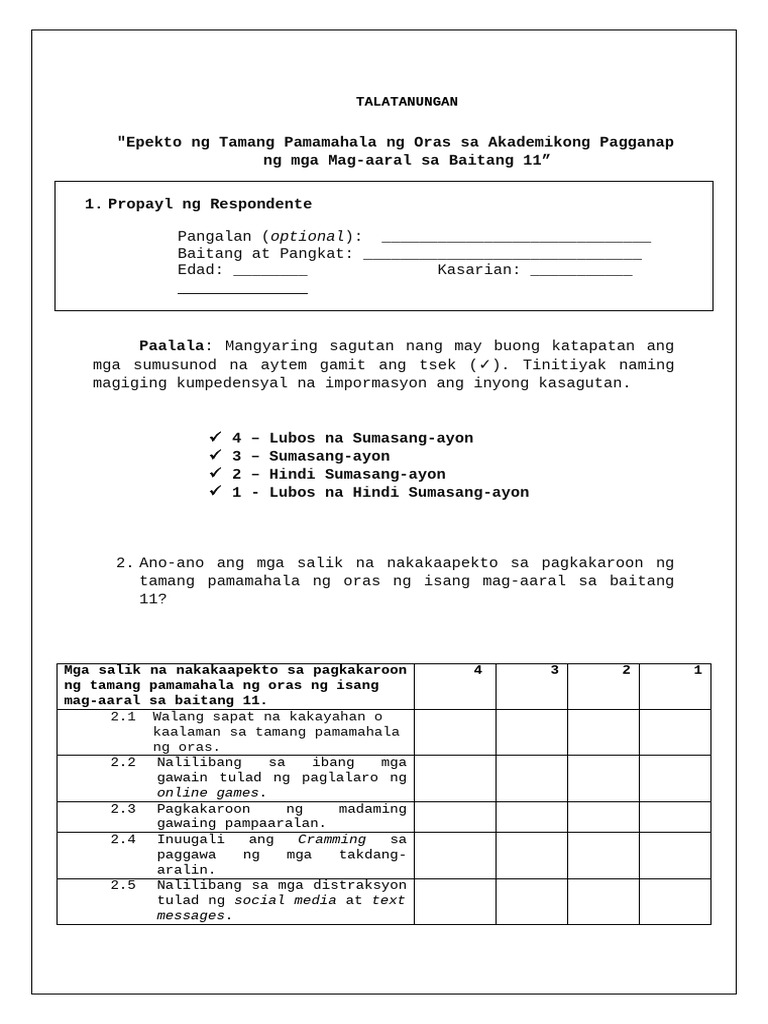 Talatanungan | PDF
