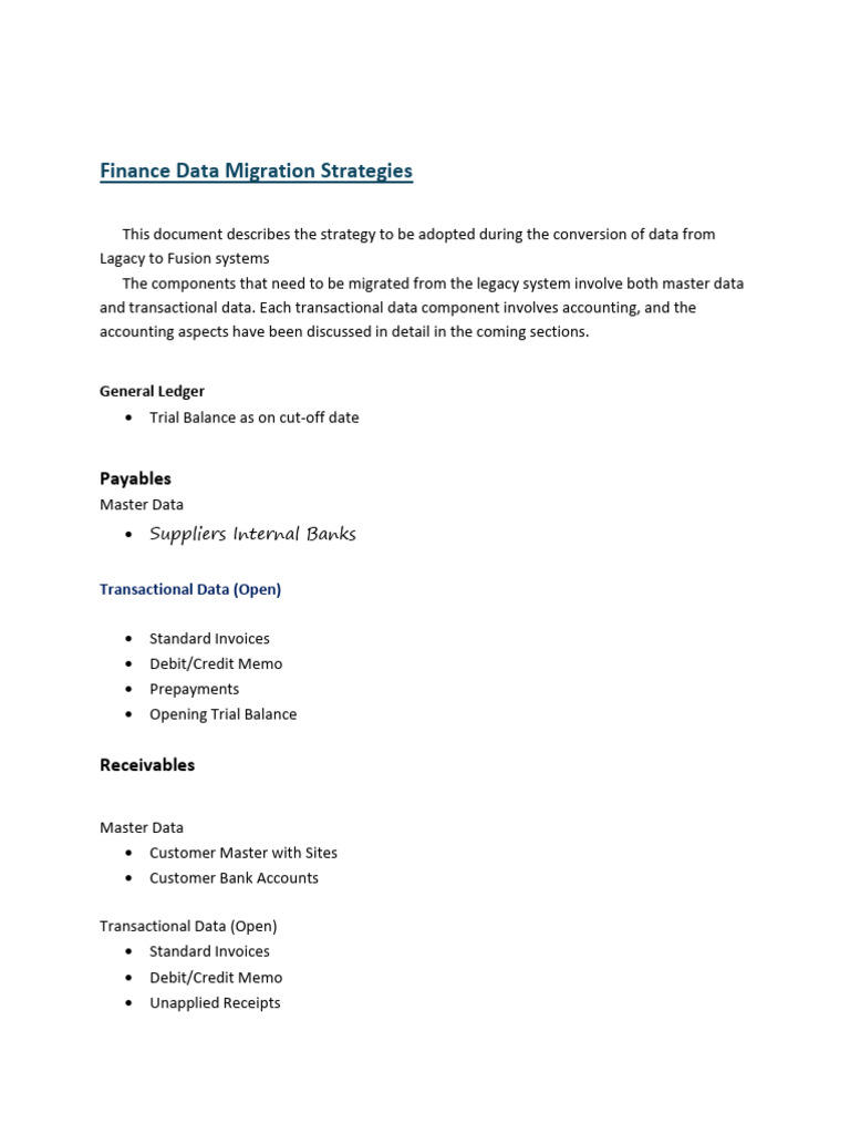 Finance Data Migration to Oracle Fusion | PDF | Debits And Credits ...