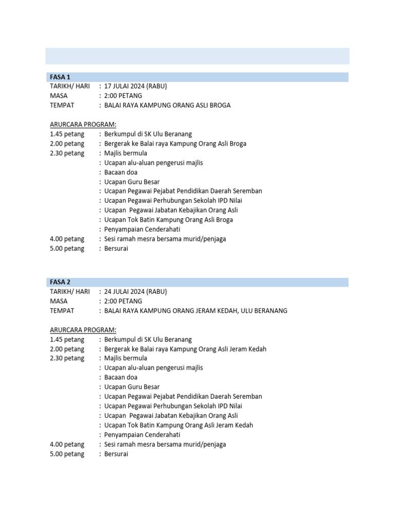 Tentatif Program Ziarah Mesra | PDF