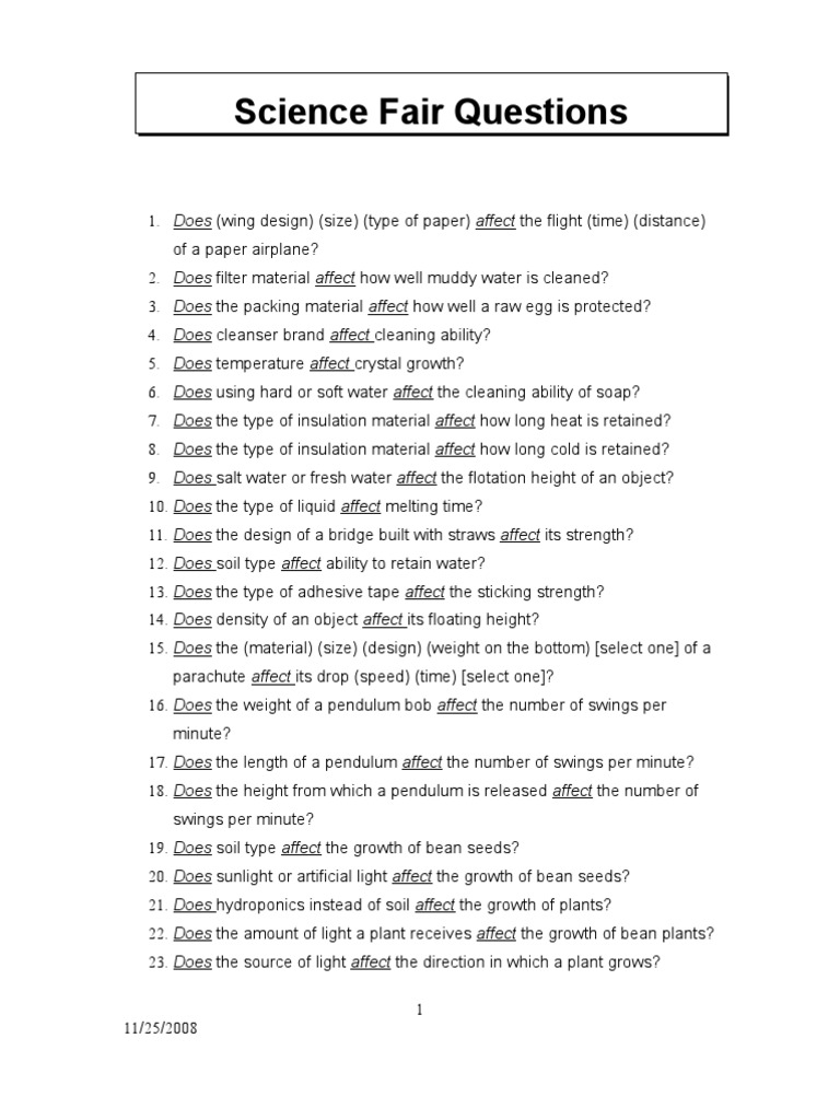 Science Fair Questions Soft Drink Soil