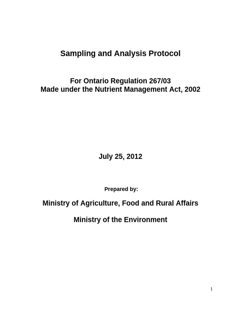 Ontario Nutrient Management Sampling Guide | PDF | Soil | Plant Nutrition