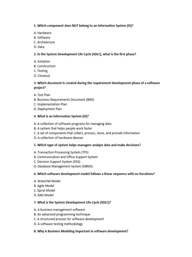 Information Systems and SDLC Concepts | PDF | Software Development ...