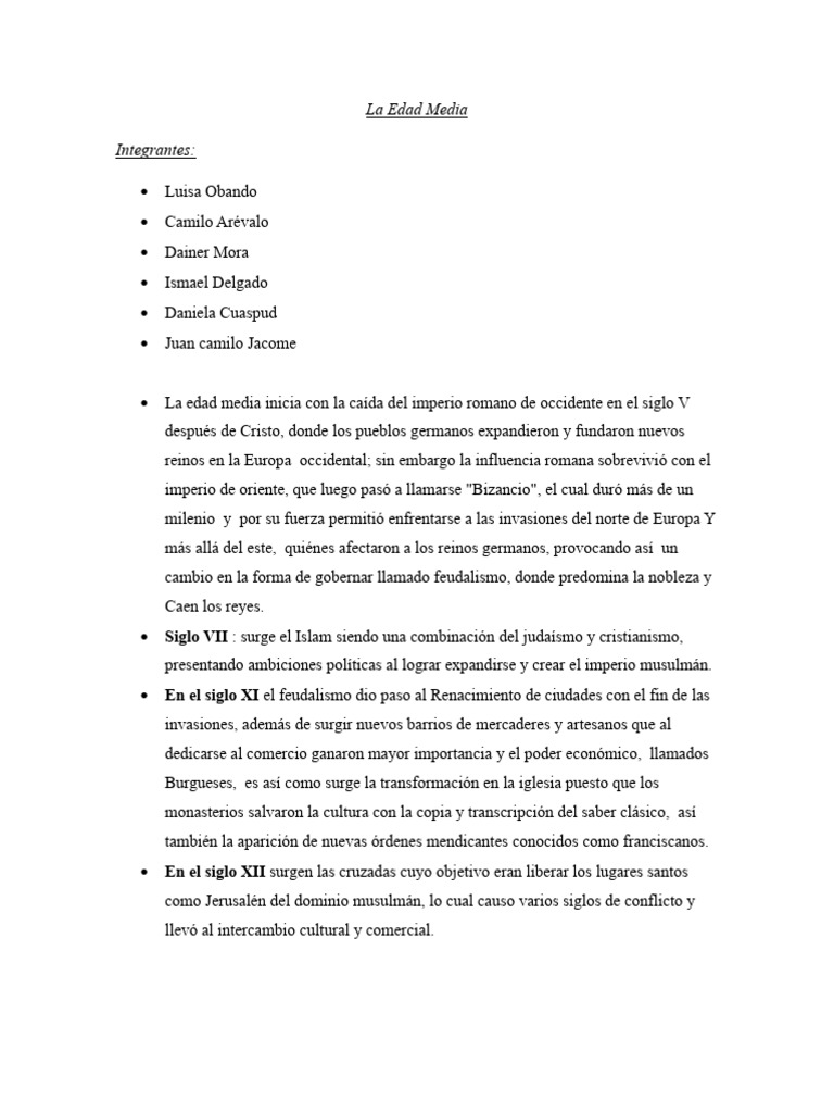 Evolución de la Edad Media en Europa | PDF