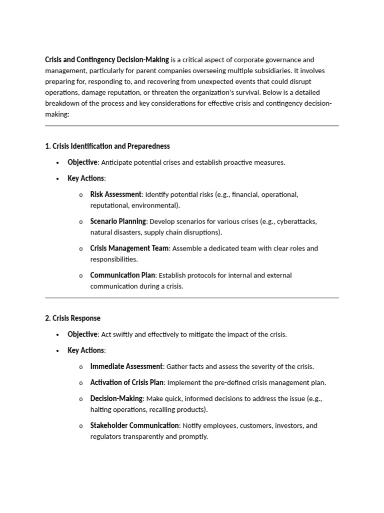 Crisis and Contingency Decision | PDF | Crisis Management | Emergency ...