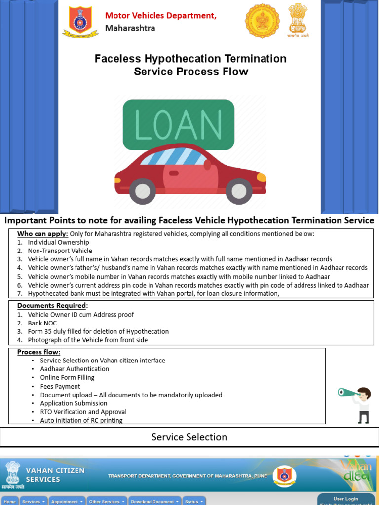 6 Faceless Hypothecation Termination HPT Service Flow Citizen Training ...