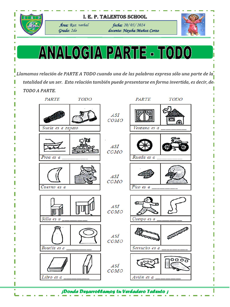 Ejercicios de Analogías Parte-Todo | PDF