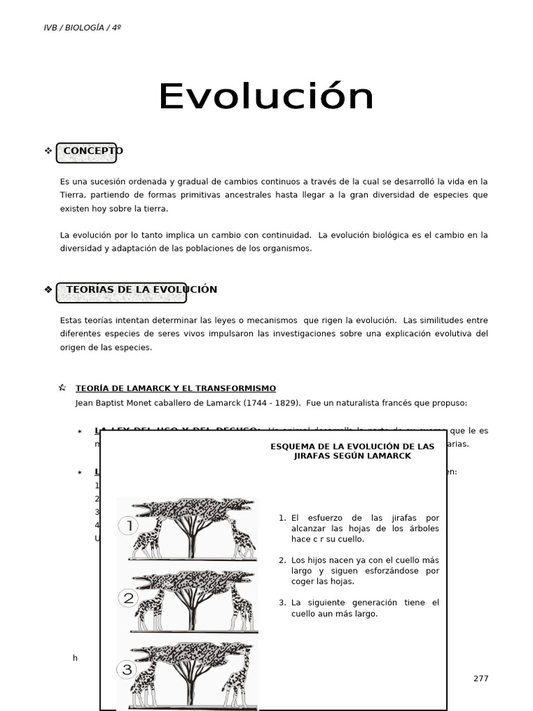 Teorías de la Evolución Biológica | PDF | Evolución | Seleccion natural