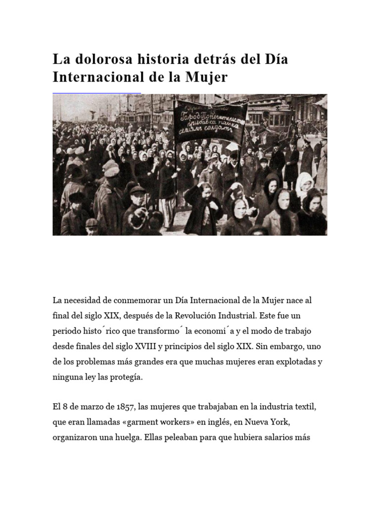 Historia del Día Internacional de la Mujer | PDF | Derechos humanos | Mujer