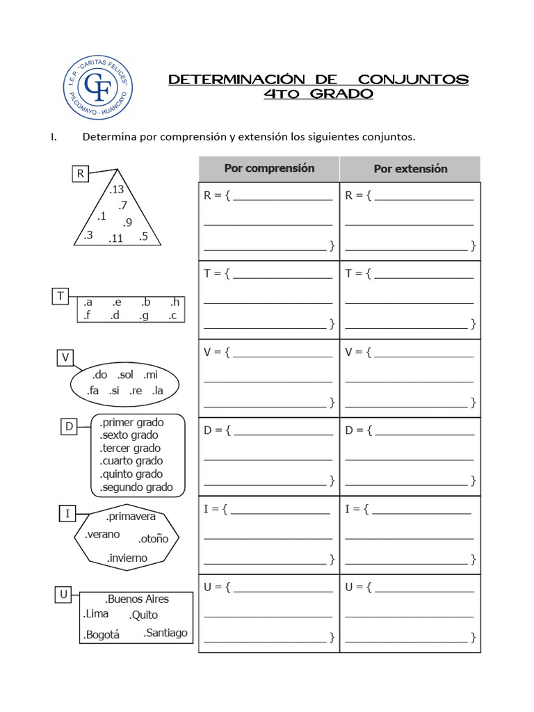 Ejercicios de Conjuntos para Cuarto Grado | PDF | Geometría Elemental