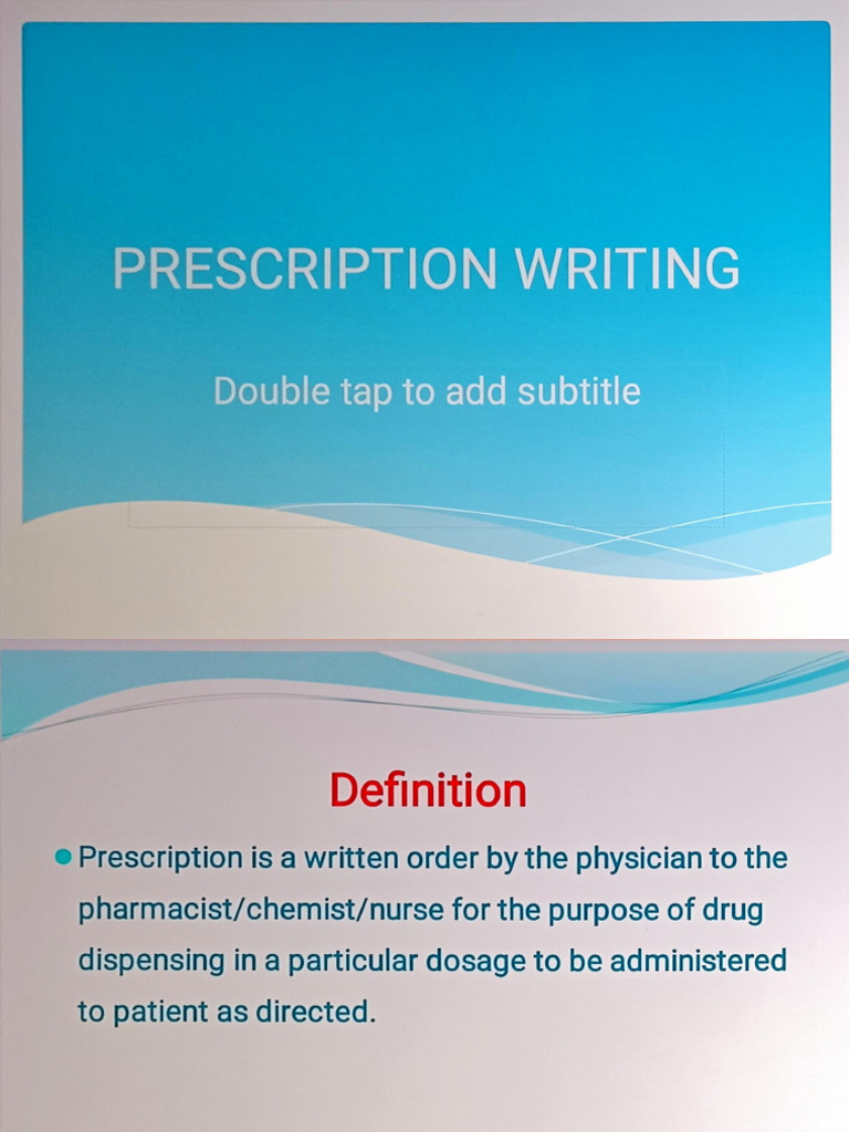 Pharmacology Prescription Writing | PDF