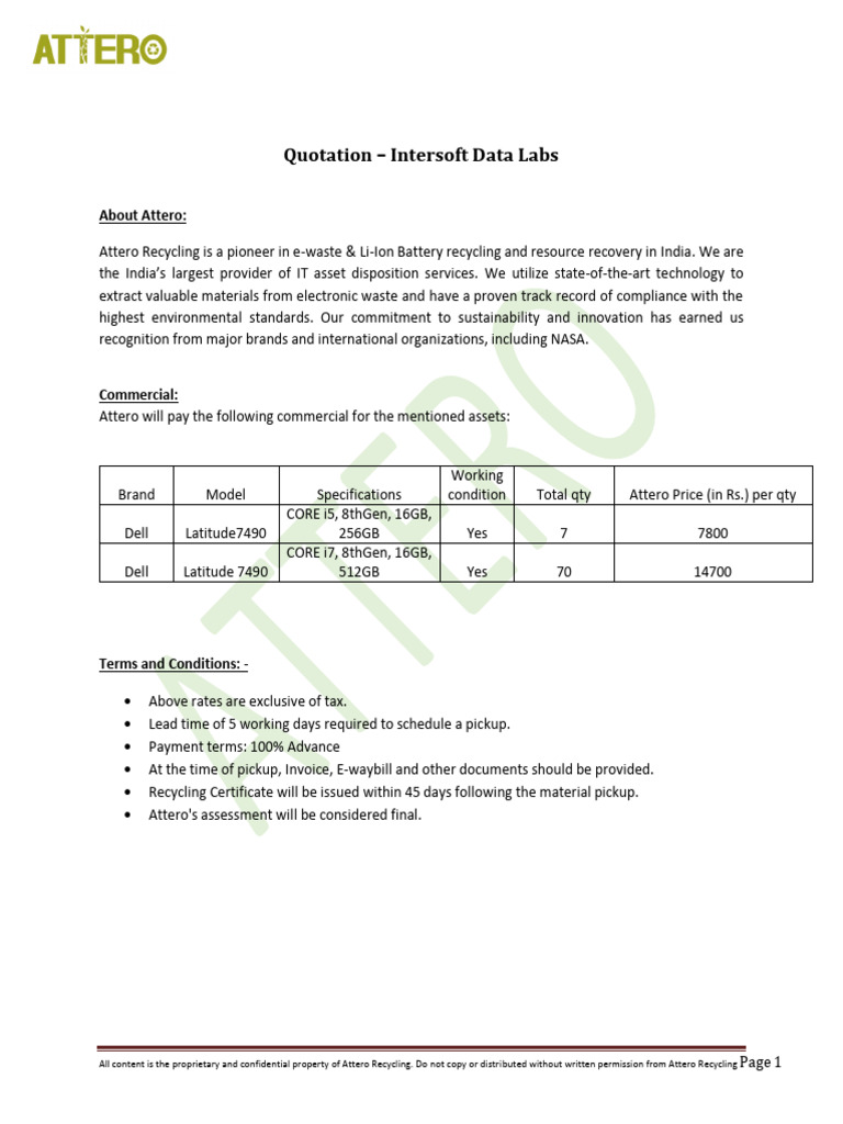 Quotation for Intersoft Data Labs | PDF