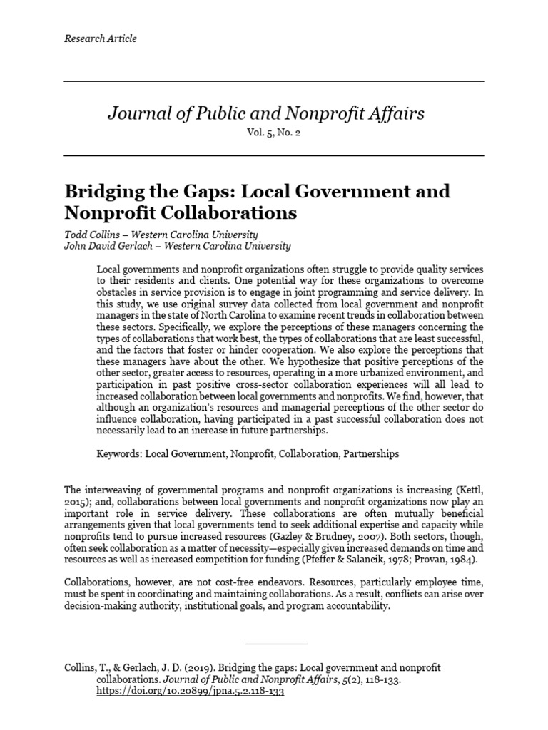 Local Government and Nonprofit Collaboration Insights | PDF | Nonprofit ...