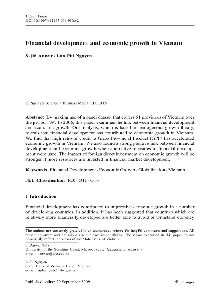 Financial Development and Economic Growth in Vietnam | PDF | Economic ...