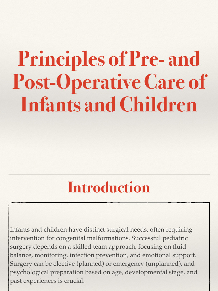 Pediatric Pre- and Post-Operative Care | PDF | Surgery | Clinical Medicine
