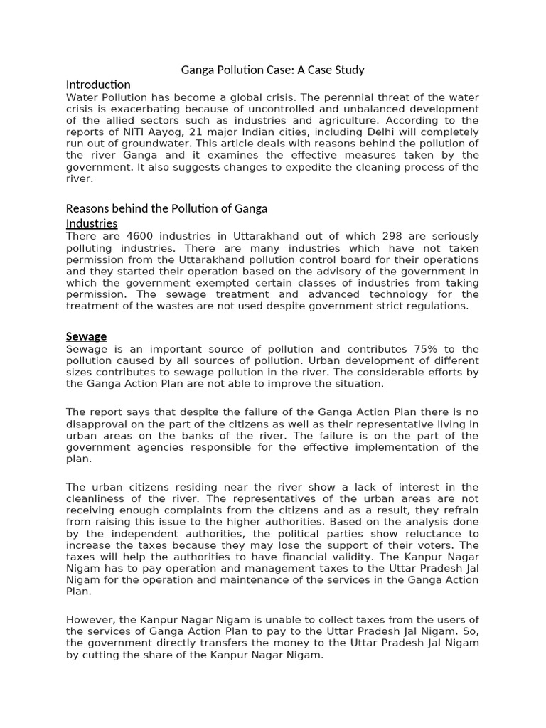 Ganga River Pollution Case Study | PDF | Environmental Science | Pollution