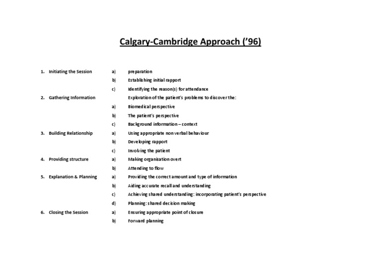 Calgary-Cambridge Approach Overview | PDF