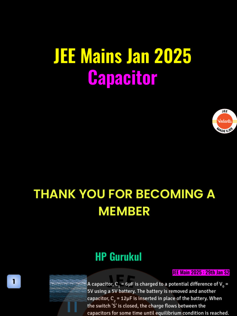 JEE Mains 2025: Capacitor Questions | PDF | Capacitor | Capacitance