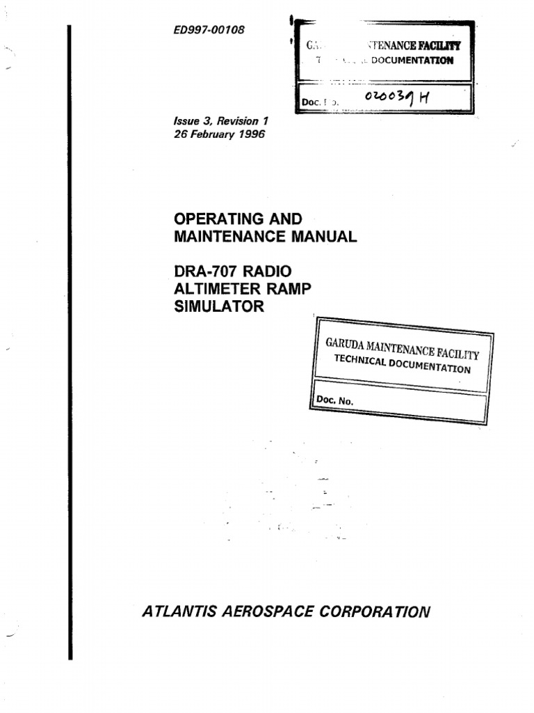 Radio Altimeter DRA707 | PDF