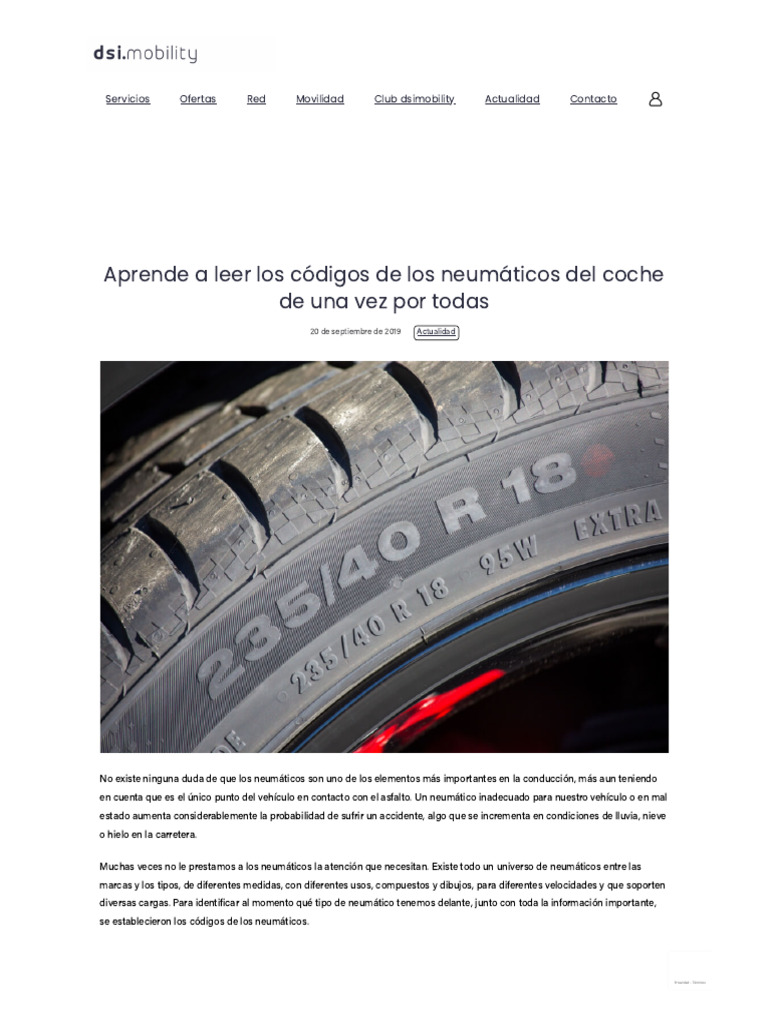 Códigos de neumáticos: guía esencial | PDF | Neumático | Tecnología de ...