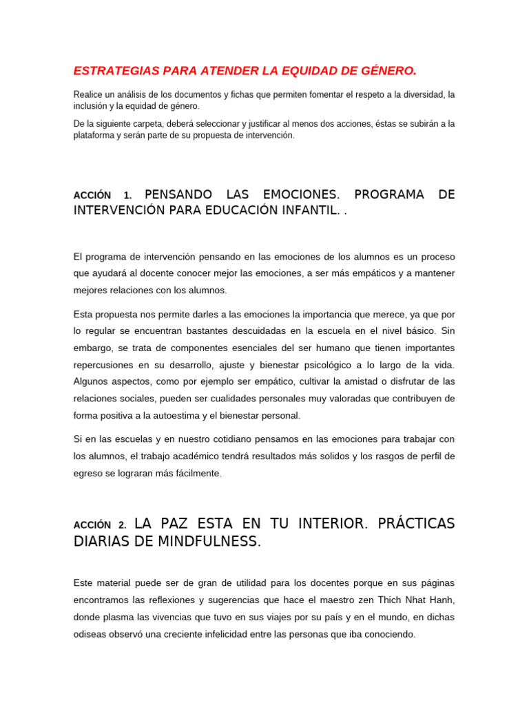Estrategias para Atender La Equidad de Género | PDF | Las emociones ...