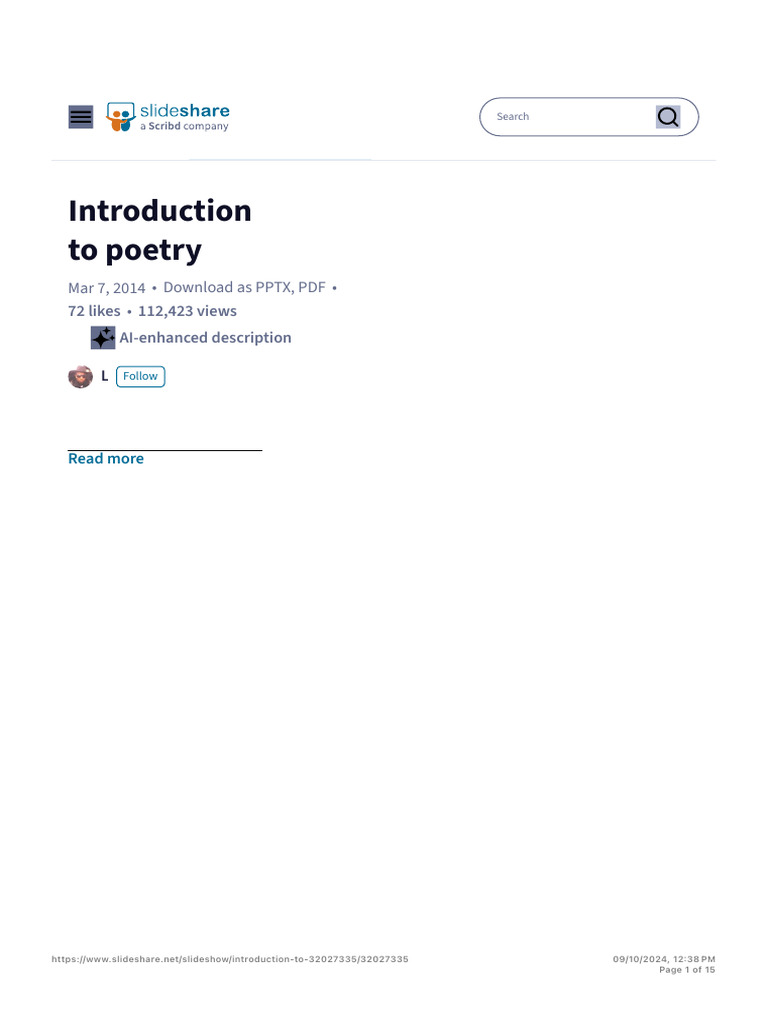 To Poetry: This Document Provides An Introduction and | PDF | Poetry ...