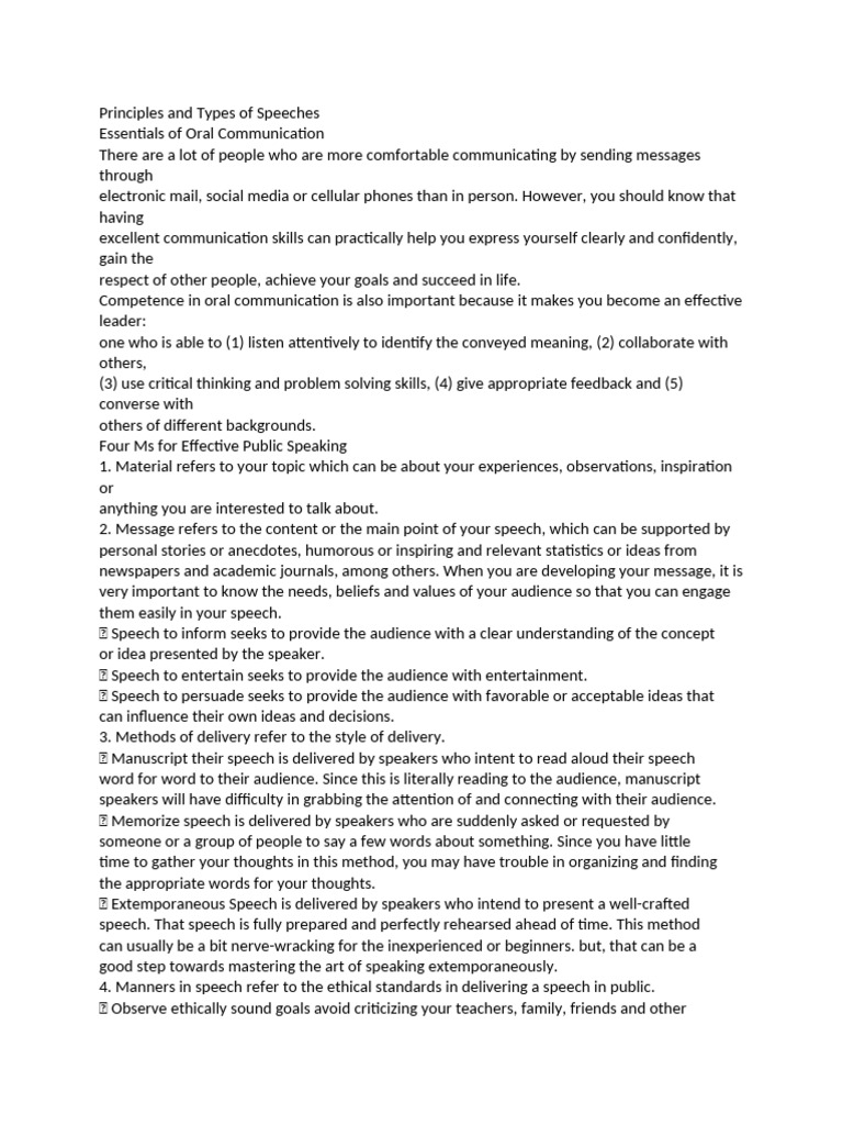 Principles of Effective Public Speaking | PDF | Nonverbal Communication ...