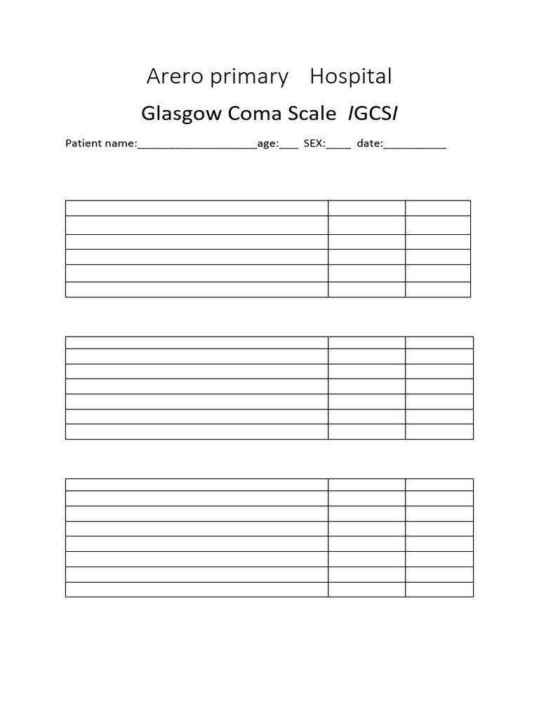 Glasgow Coma Scale Assessment Form | PDF