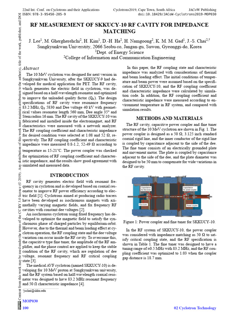 4-RF measurement of SKKUCY-10 RF Cavity for Impedance Matching | PDF ...