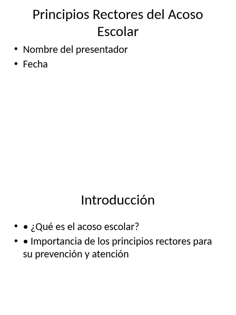 Principios para Prevenir el Acoso Escolar | PDF