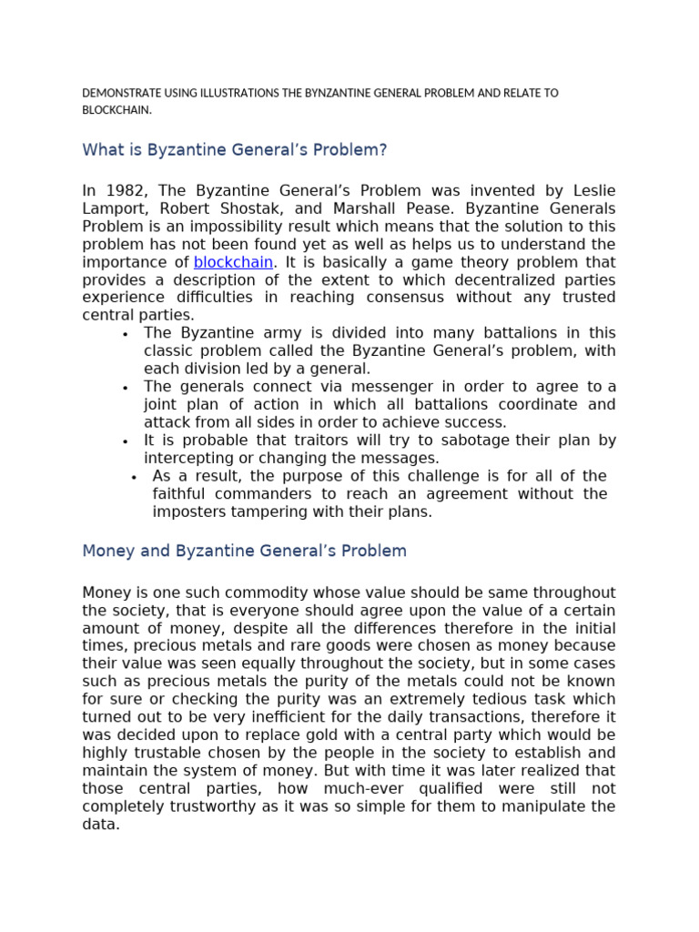Byzantine Generals Problem & Blockchain | PDF | Bitcoin | Electronic  Circuits