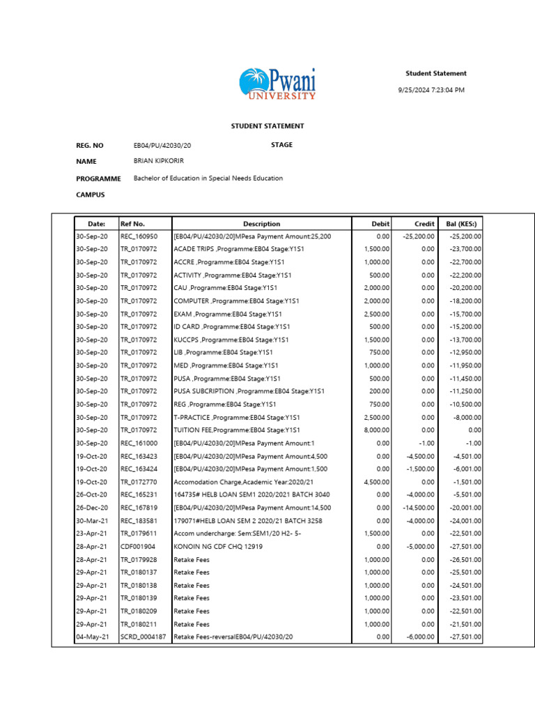 StudentFinancialStatement (1) | PDF | Service Industries | Financial ...