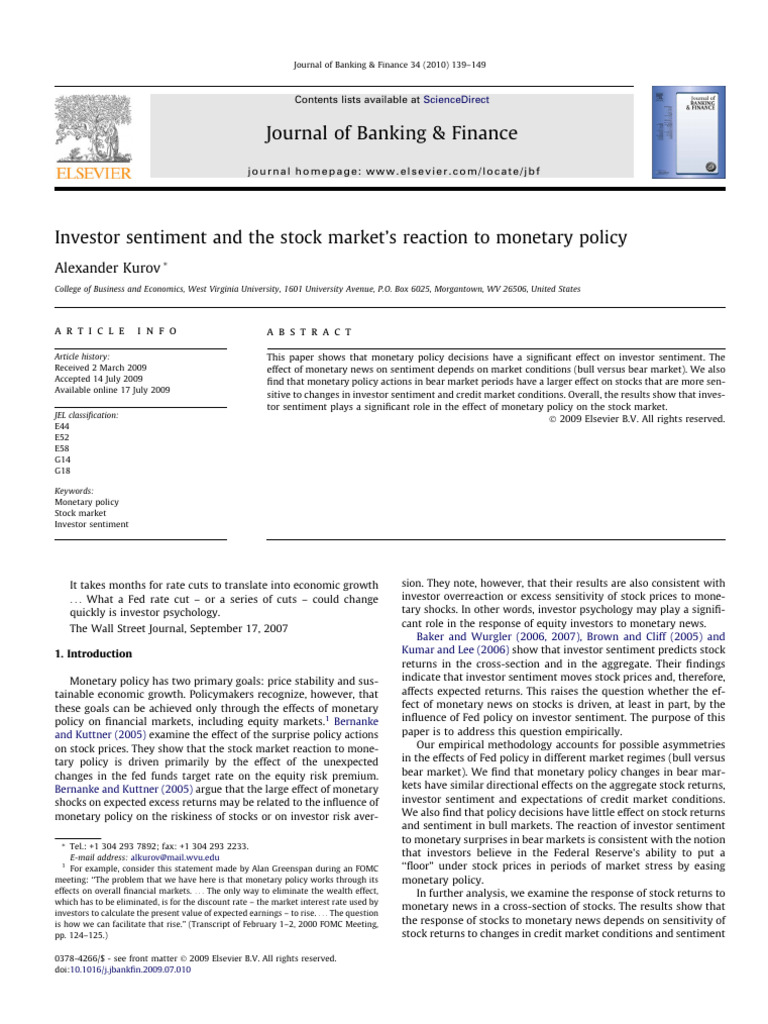 Investor Sentiment and The Stock Market Rule of 20 % | PDF | Federal ...