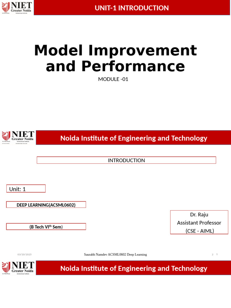 Deep Learning Model Improvement Techniques | PDF | Coefficient Of ...