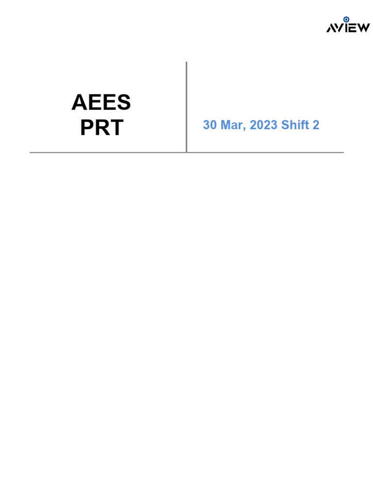 AEES PRT Previous Year Question Paper | PDF