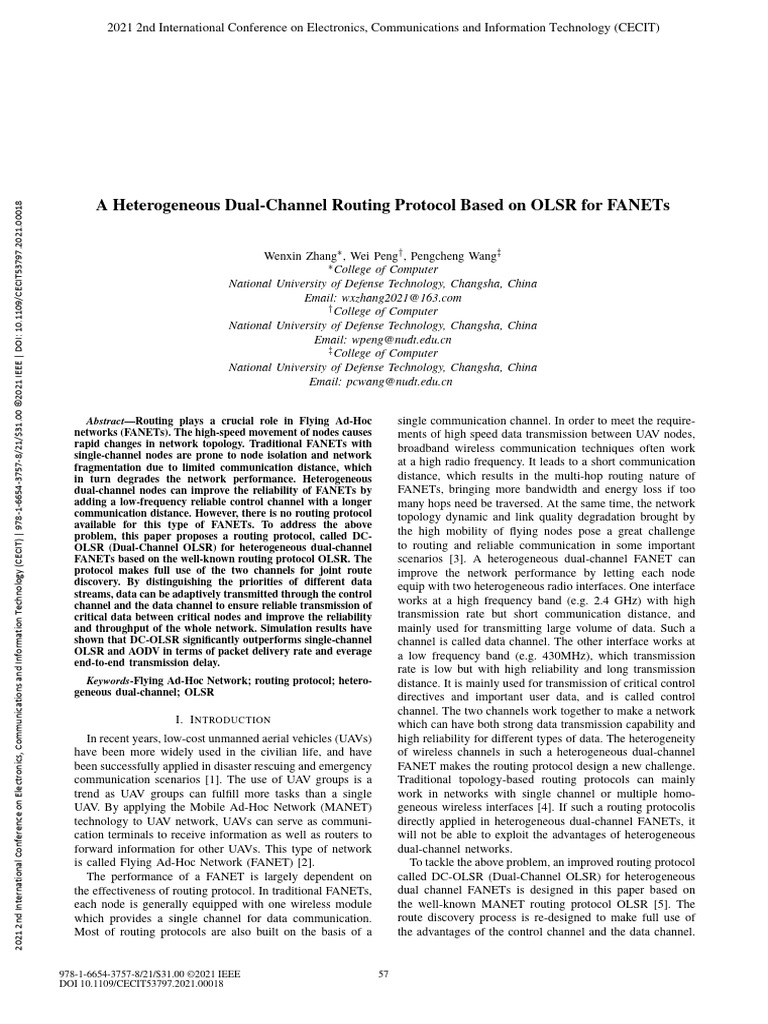 A Heterogeneous Dual-Channel Routing Protocol Based On OLSR For FANETs ...